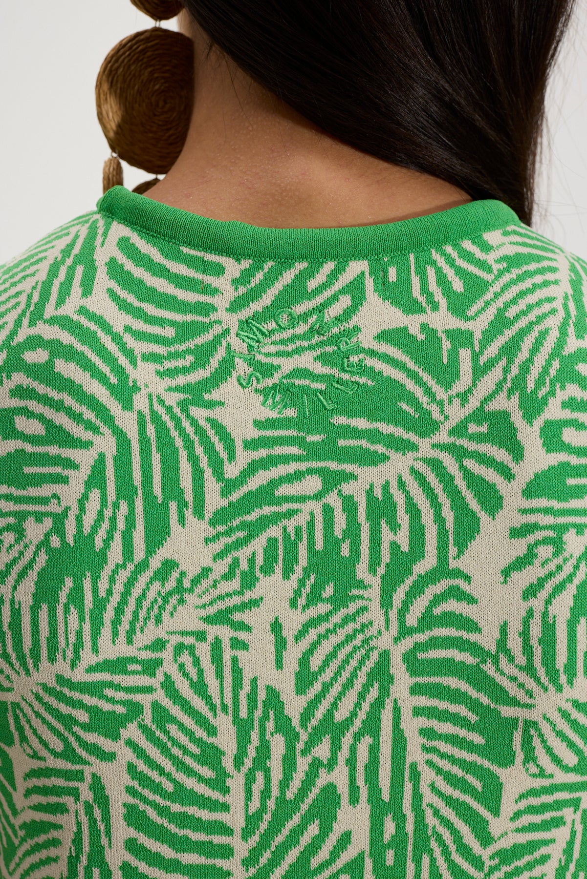 Knits By Zana Knit Mini Dress in Gummy Green Palm Leaf - Image 8