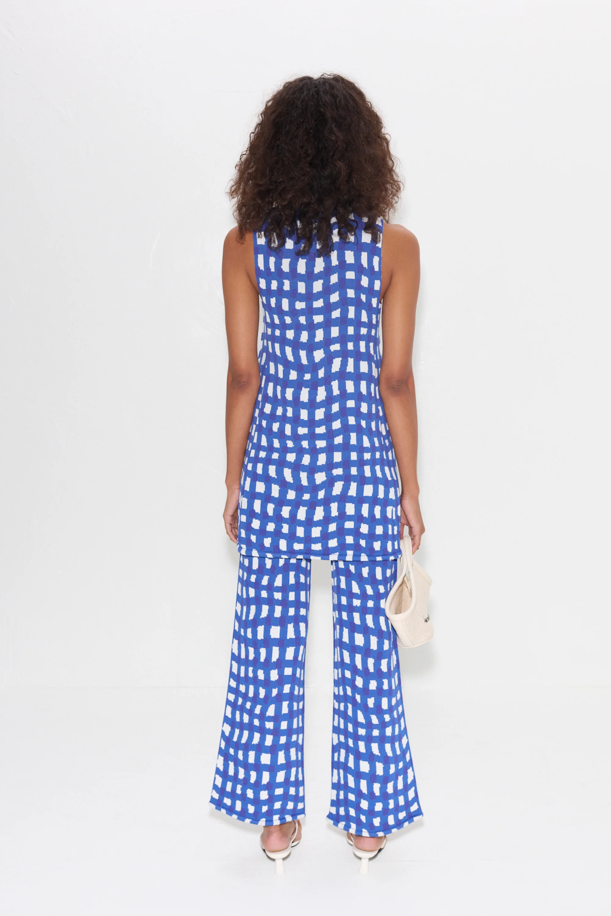 Knits By Zana Knit Mini Dress in Klein Blue Wavy Gingham - Image 6