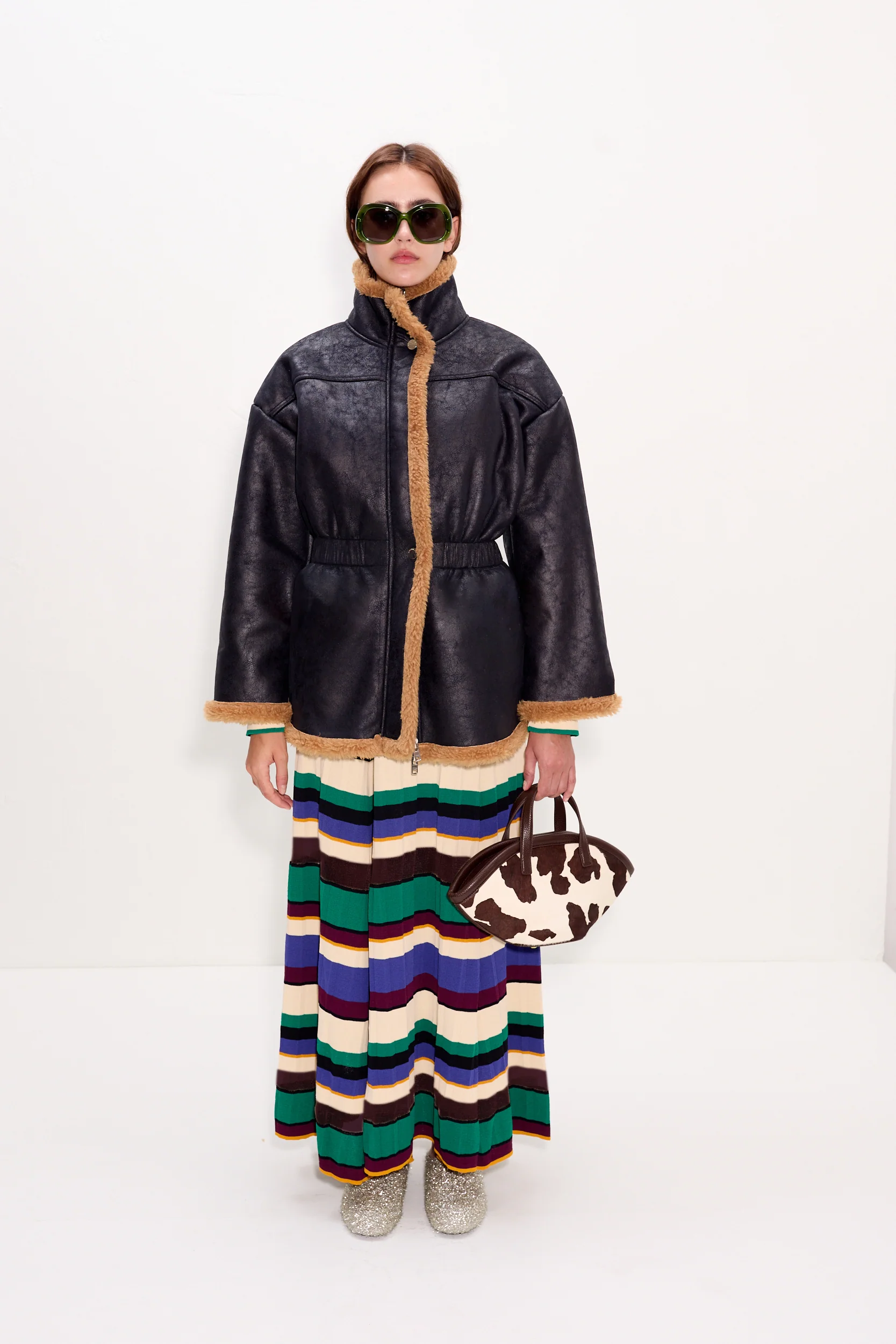 Yara Faux Shearling Jacket In Black - Image 3