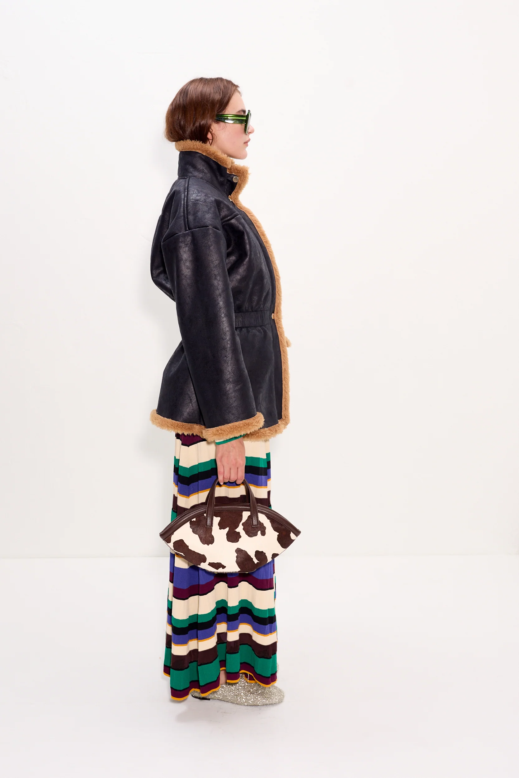 Yara Faux Shearling Jacket In Black - Image 4