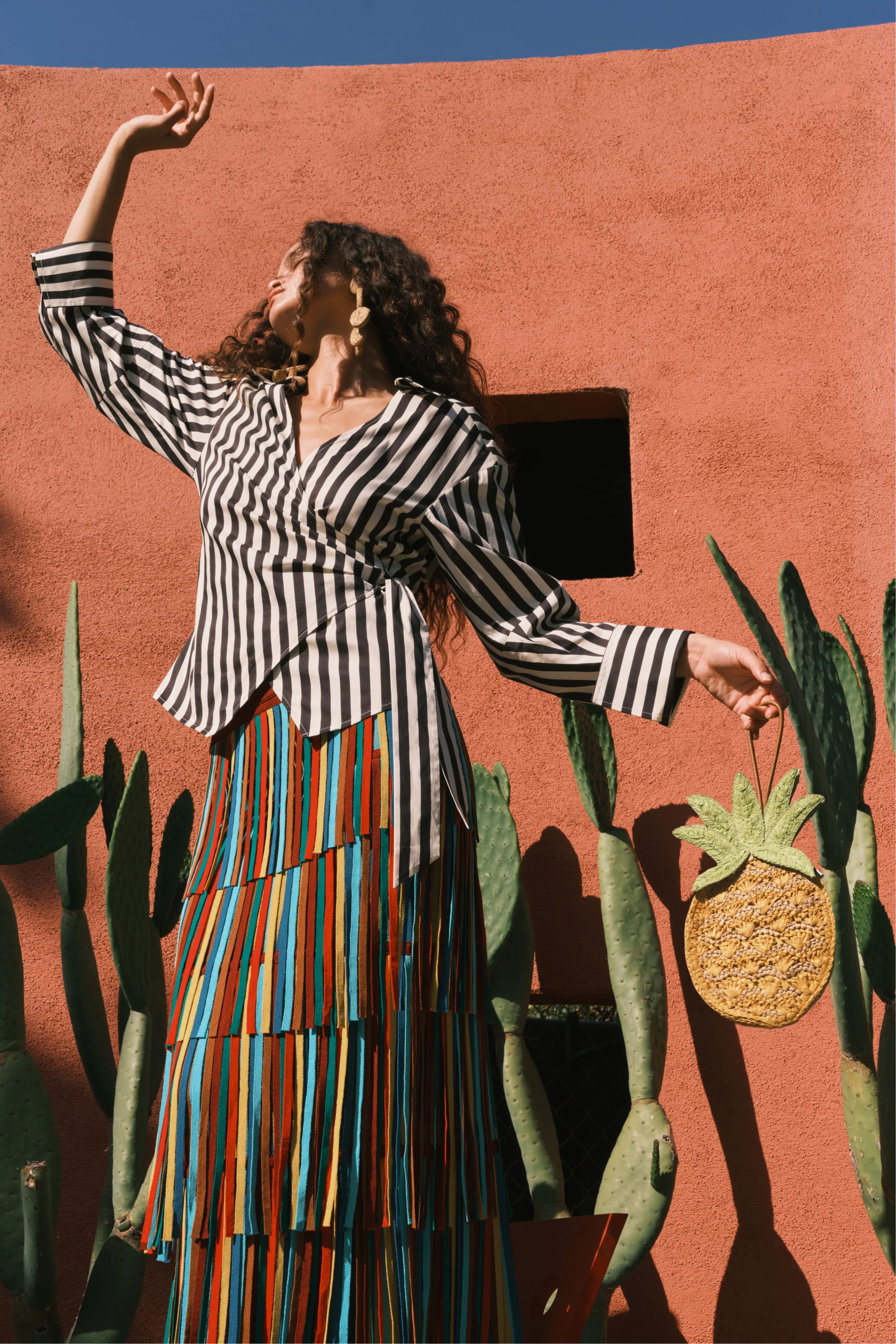 Za Za Knit Skirt In Vibrant Multi Stripe
