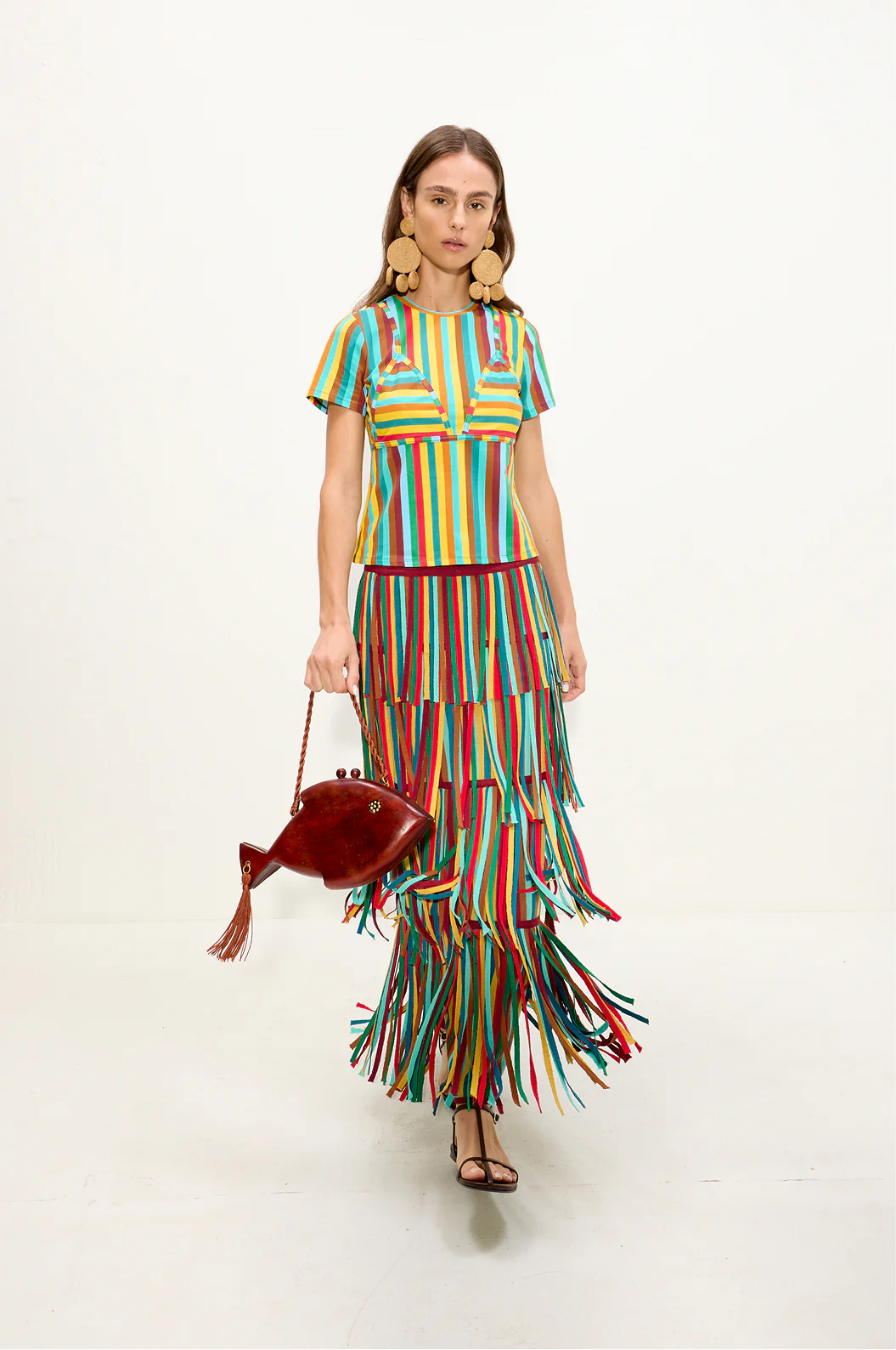 Za Za Knit Skirt In Vibrant Multi Stripe - Image 3