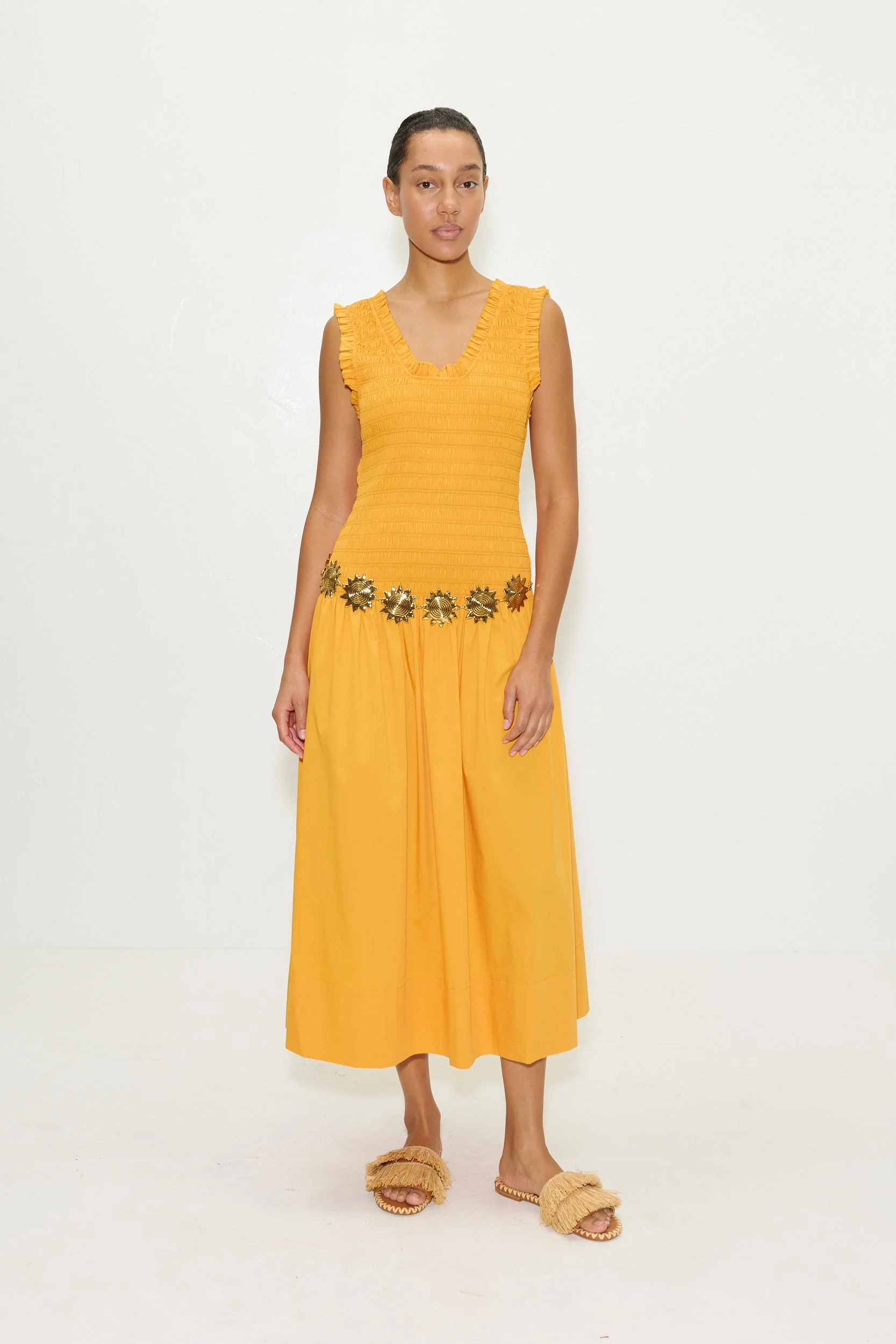 Zini Poplin Dress in Sherbet Orange - Image 2