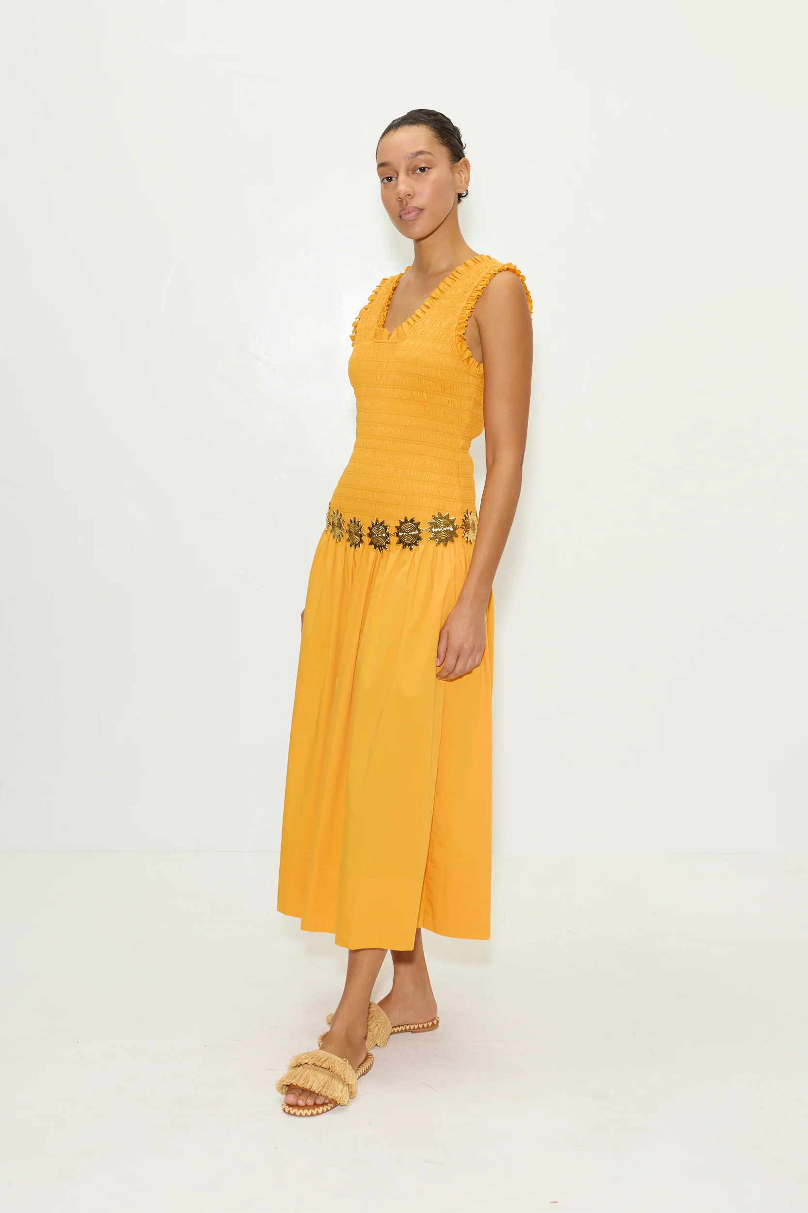 Zini Poplin Dress in Sherbet Orange - Image 3